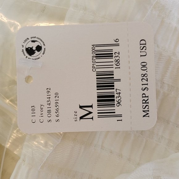 Free People Hailey Crop L/S Midriff Blouse Cream Size M NWT - Picture 12 of 12